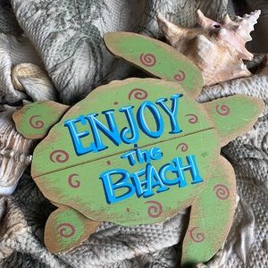 🐢 NEW Wood Sea Turtle Plaque